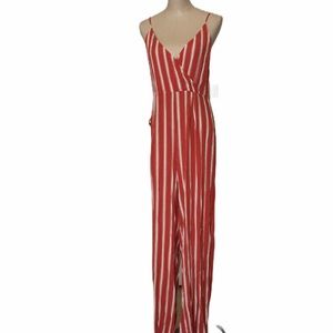 NWT Forever 21 Red Orange Jumpsuit Sz L